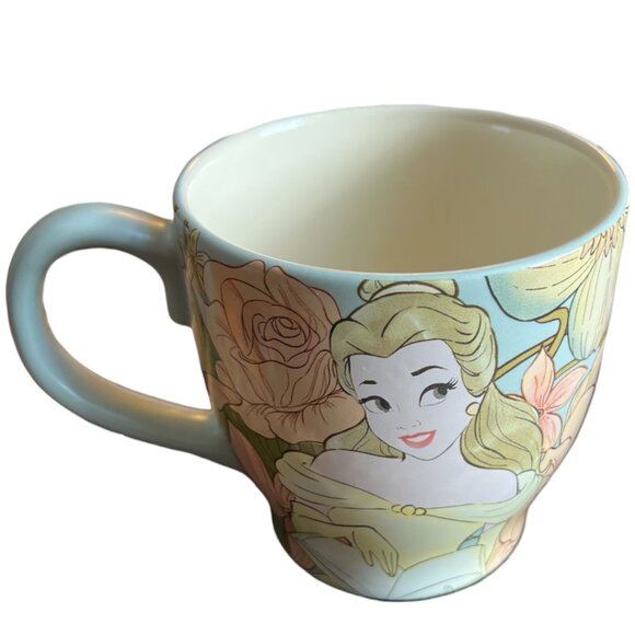 DISNEY Enchanted Beauty Mug Belle Retired Collectible Ceramic Pastel Floral - Picture 7 of 16